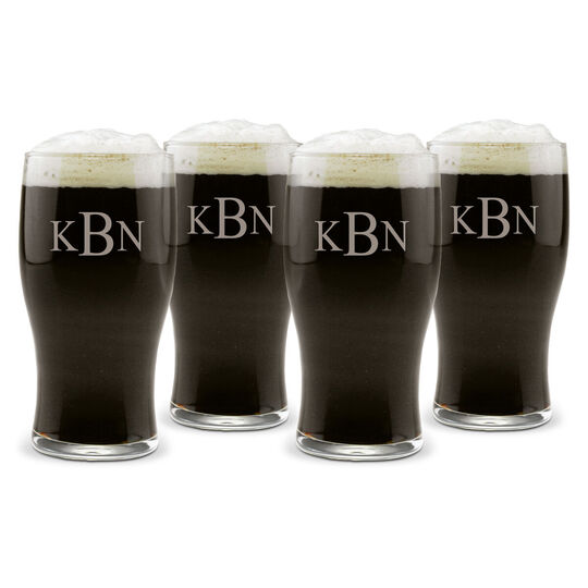 Monogrammed 20oz. Classic Pub Glass Set of 4